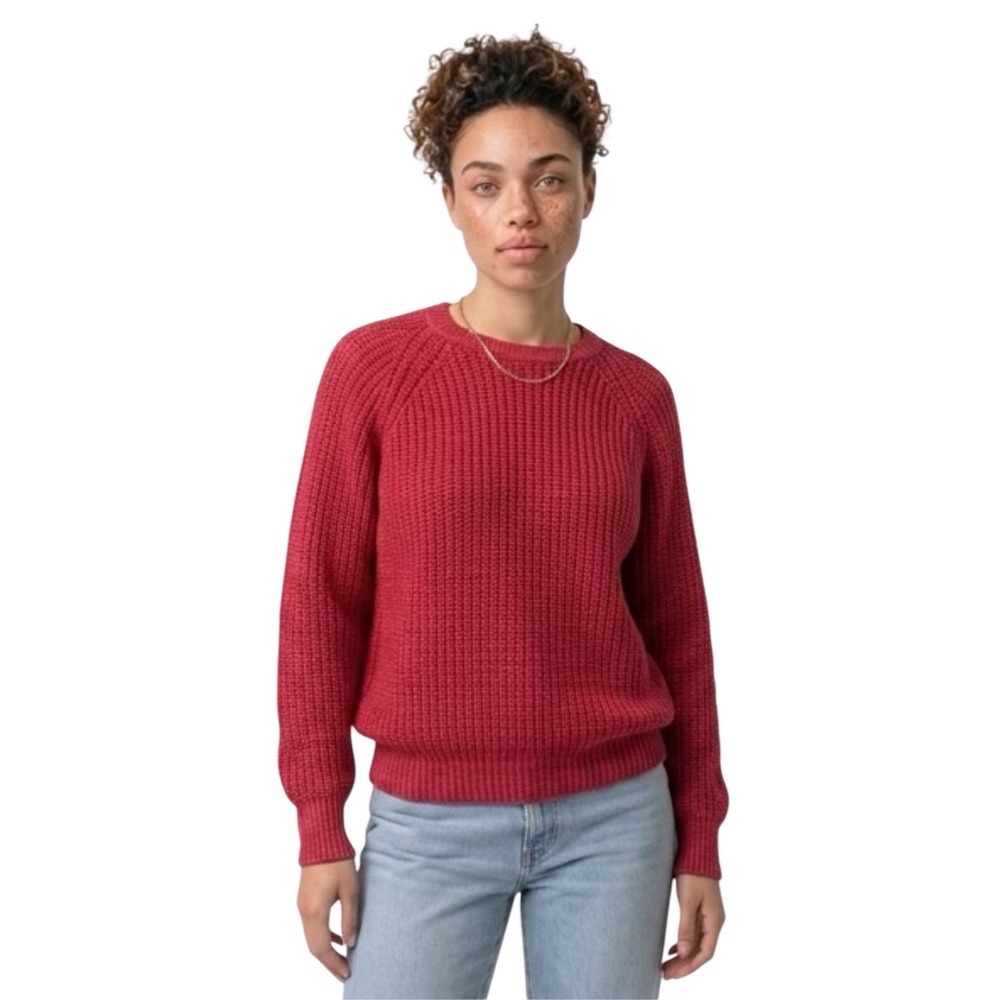 LL Bean Vintage Shaker Stitch Sweater Womens Med. Pink Cotton Crewneck USA Made
